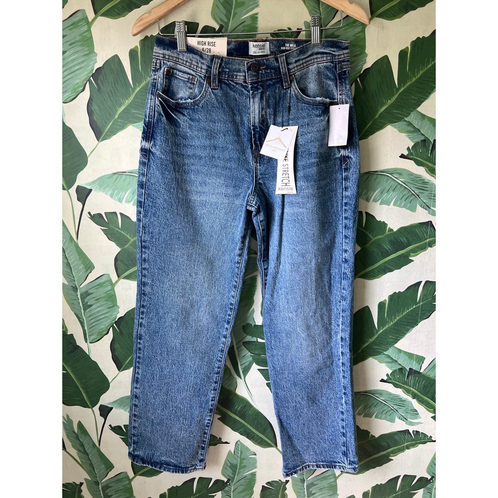 Kensie The Mila High Rise Straight Jeans Women 6/28 Melbourne Blue NWT